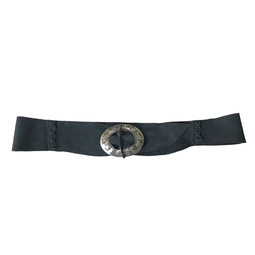 Handmade Black Suede Belt One Size
